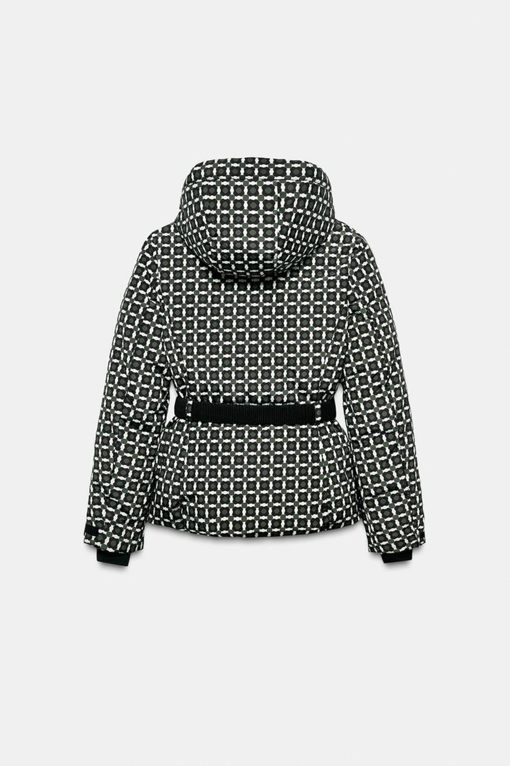 ZARA ВЕТРОЗАЩИТНАЯ КУРТКА С КАПЮШОНОМ, ЗЕЛЕНЫЙ/ЭКРЮ