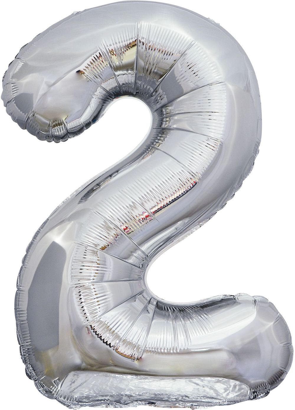 Шар (34"/86 см) Цифра, 2, ЭКО, Серебро, в упаковке 1 шт.