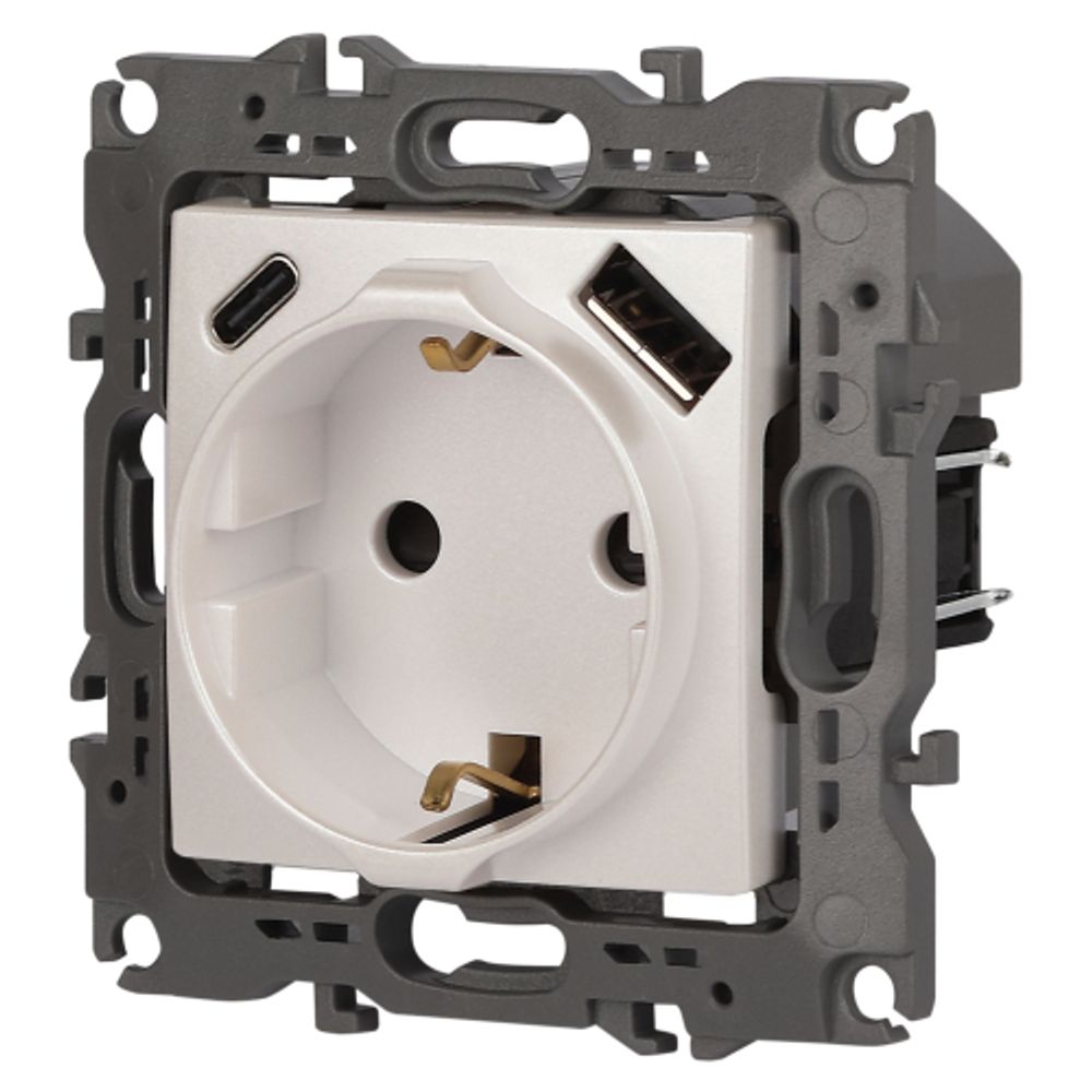 Розетка ЭРА Серия 12 12-4108-15 2P+E 16A-250В со шторками с USB type-A+C 5В-3А перламутр