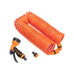 Шланг спиральный, 15 м х 8 мм, пистолет-распылитель, 2 коннектора, адаптер ЧЕТЫРЕ СЕЗОНА