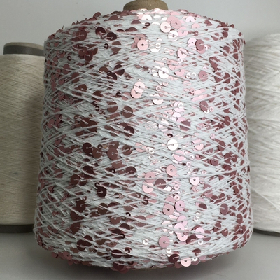 GLAMOUR ; 100% хлопок, пайетки 3мм и 6мм; 240м/100гр; цвет: белая нить, розовые сатиновые пайетки
