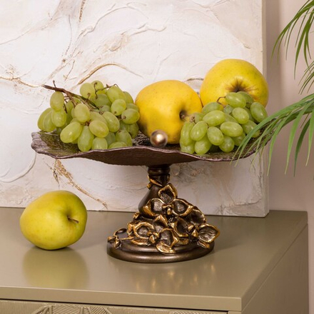 Фруктовница-конфетница Орхидея Лелия Бронза со стеклянной чашей GALAXY