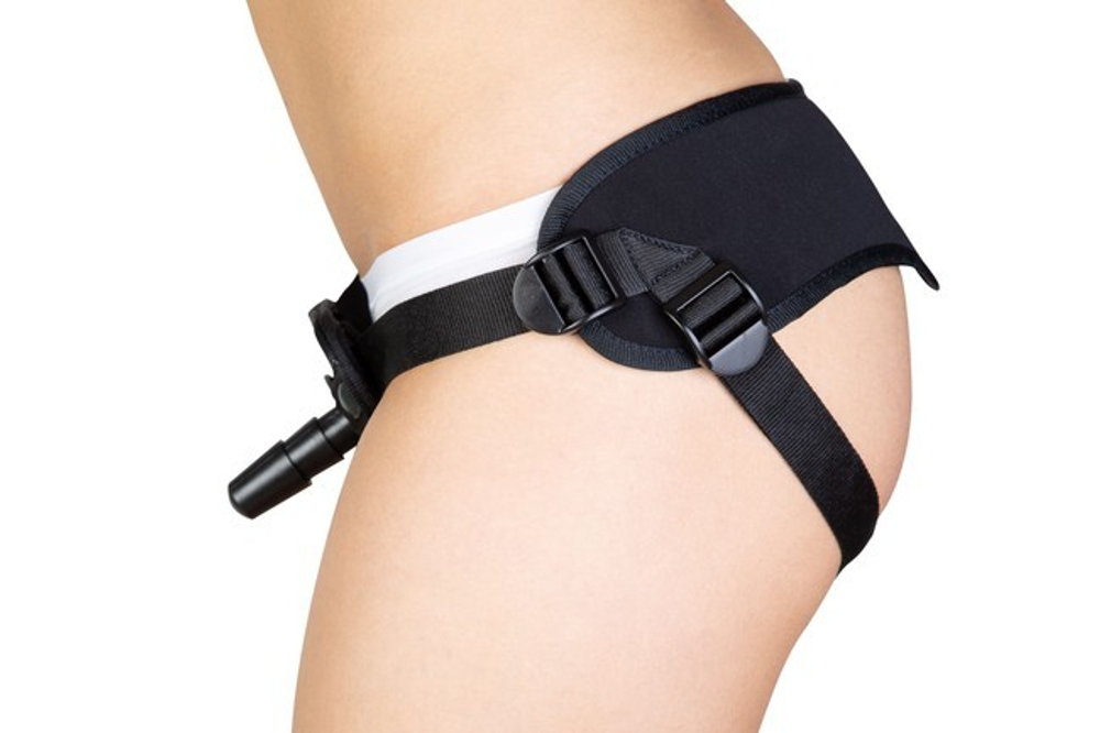 Страпон с двумя сменными насадками Onjoy Stap-on Pro Classic Set #3 (Цвет: телесный , черный)