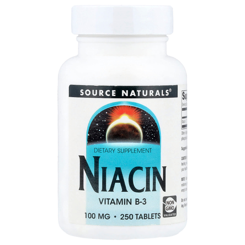 Source Naturals, ниацин, 100 мг, 250 таблеток