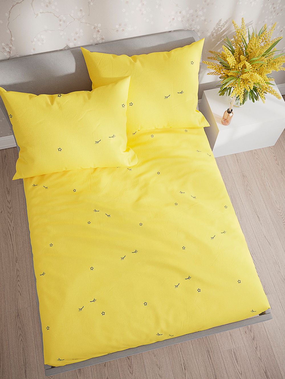 Постельное белье Полисатин Simple House "SMILE/SMILE (компаньон)" 2-спальное Наволочка 50х70 см 2 шт Простынь 240x215 см Пододеяльник 175x215 см