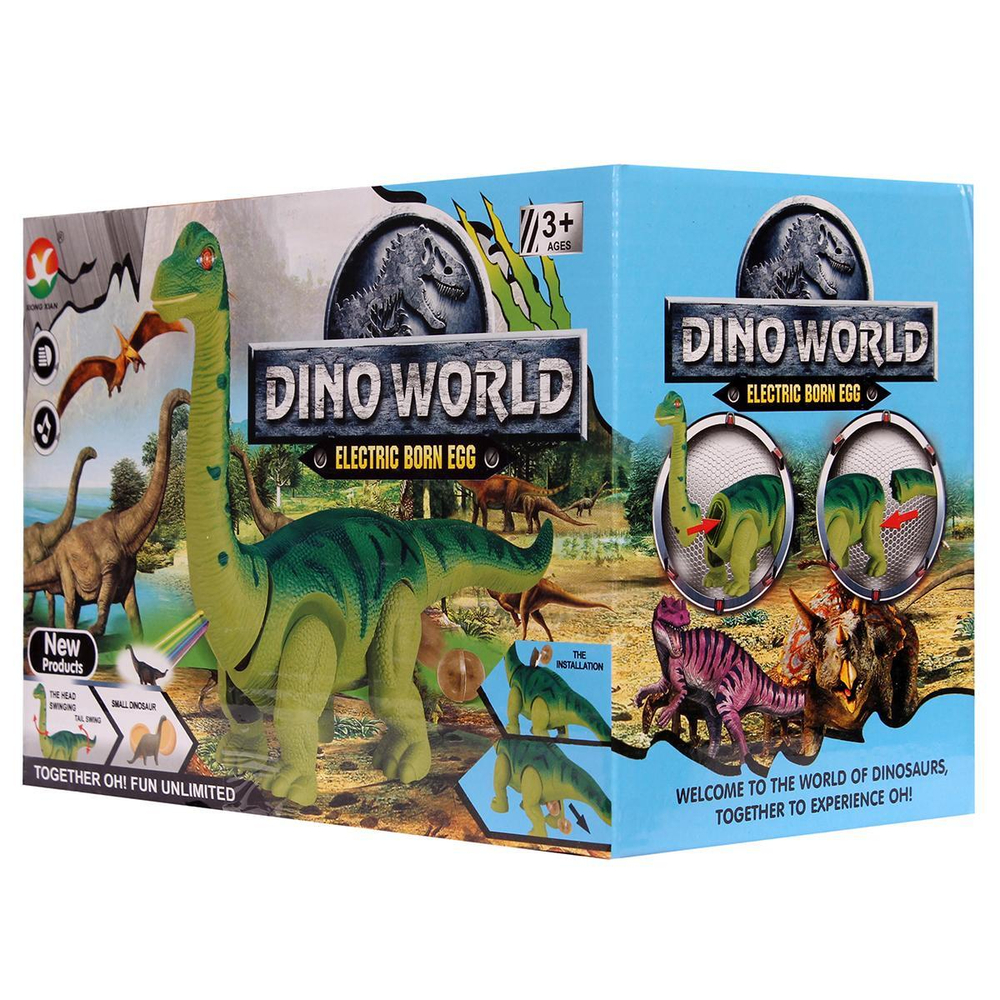 Динозавр Брахиозавр, движение, световые и звуковые эффекты, откладывает яйца, 22х12х15,5 см