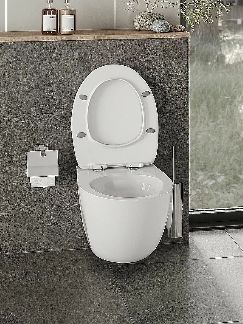 Унитаз подвесной Orange CI07-100W+APB200 безободковый, с крышкой микролифт, с инсталляцией, белый/кнопка хром