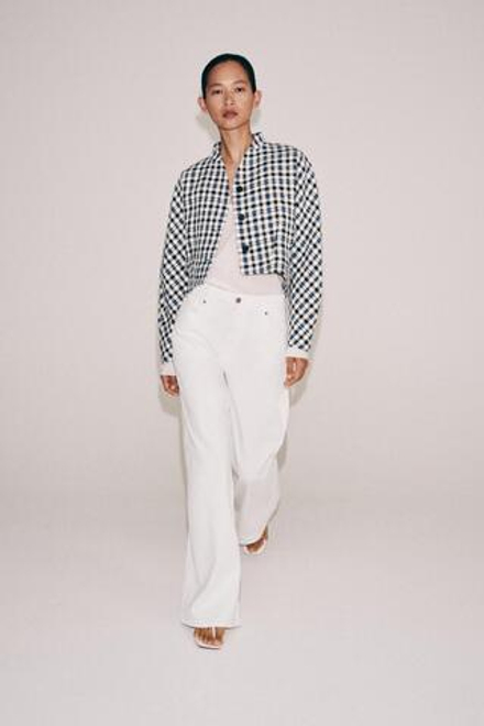 ZARA КУРТКА В КЛЕТКУ — ZW COLLECTION, ЭКРЮ/СИНИЙ