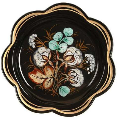 Жостовский поднос декоративный, размер 18 см (A1), металлический