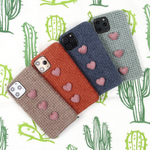 Чехол текстильный с сердечками для iPhone 11 Pro, 011569 Синий