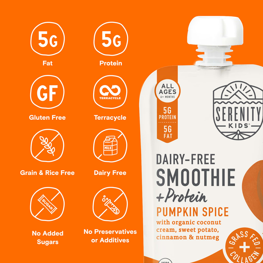 Serenity Kids, Смузи без молочных продуктов с белком, для детей от 6 месяцев, тыквенные специи, 99 г (3,5 унции)