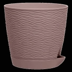 Кашпо для цветов пластиковое 1,5л d-14 см «Блюз»с поддоном Пыльная роза
