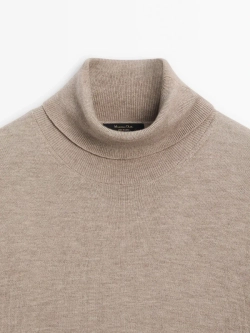 Massimo Dutti Свитер с высоким воротником, кротово-коричневый