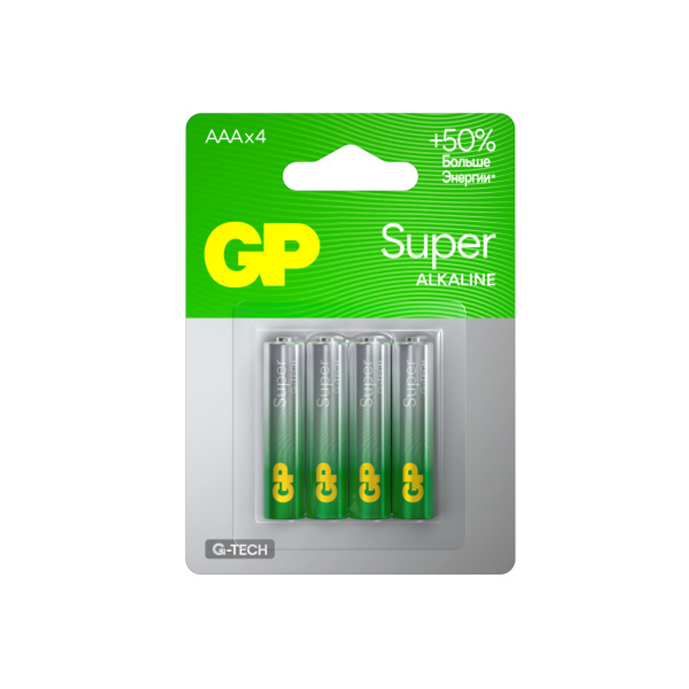 Элемент питания GP Alkaline Super G-Tech LR03 BL4 24AA21-2CRSBC4 (4 шт)