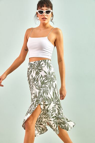 Qadın üçün beli rezinli ətək xaki 30601046