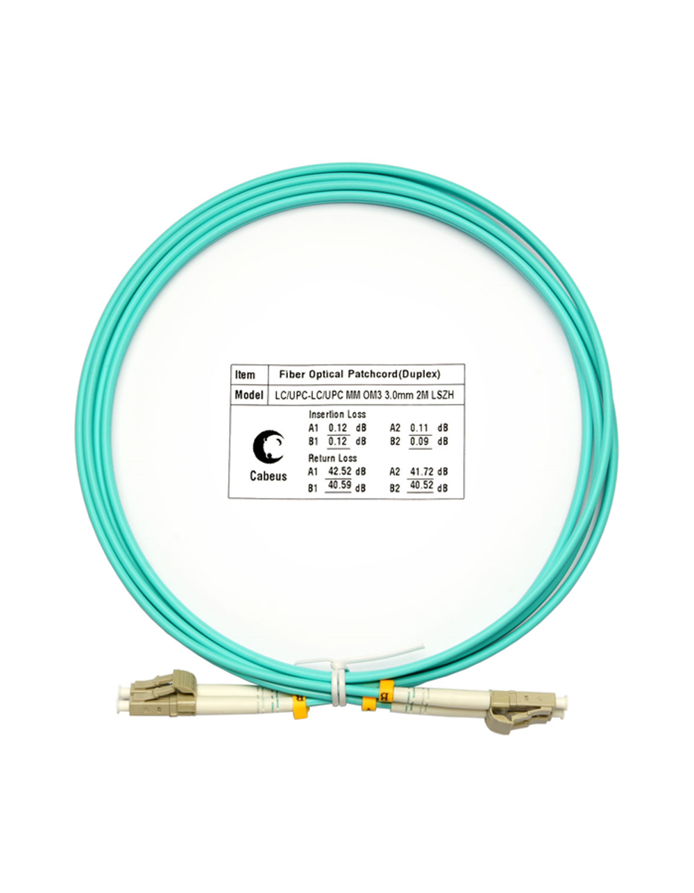 Cabeus FOP-50-LC-LC-2m Шнур оптический duplex LC-LC 50/125mm OM3 2м LSZH