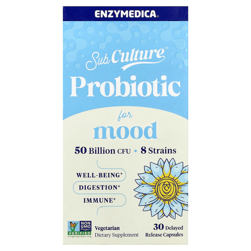 Enzymedica, SubCulture™, пробиотик для настроения, 30 капсул с отсроченным высвобождением