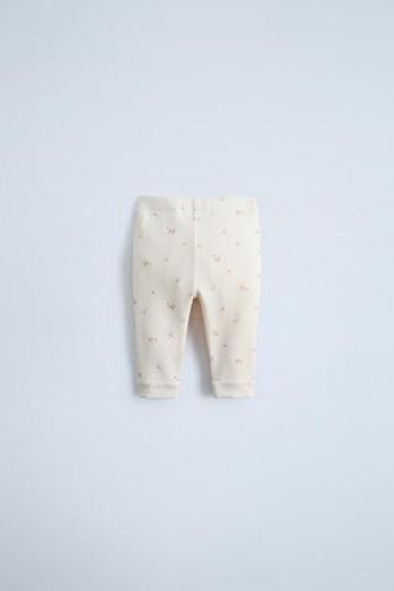 ZARA ЛЕГИНСЫ В РУБЧИК С ЦВЕТОЧНЫМ ПРИНТОМ, СВЕТЛО-РОЗОВЫЙ
