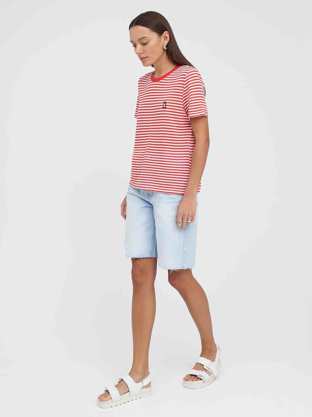 Футболка Kefirmaykifer В Полоску красно-белая