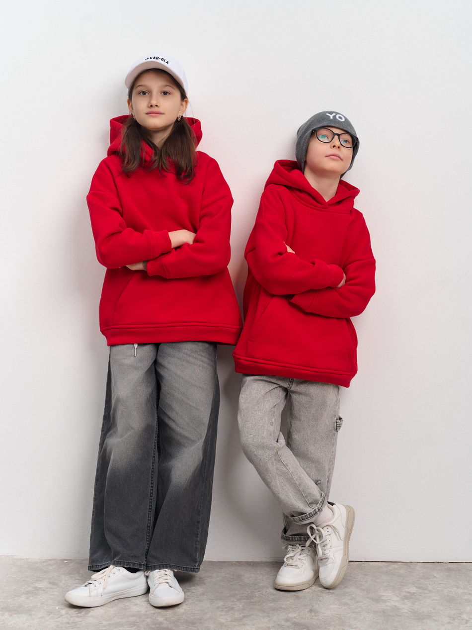Толстовка с капюшоном для девочки  "Basic" красный
