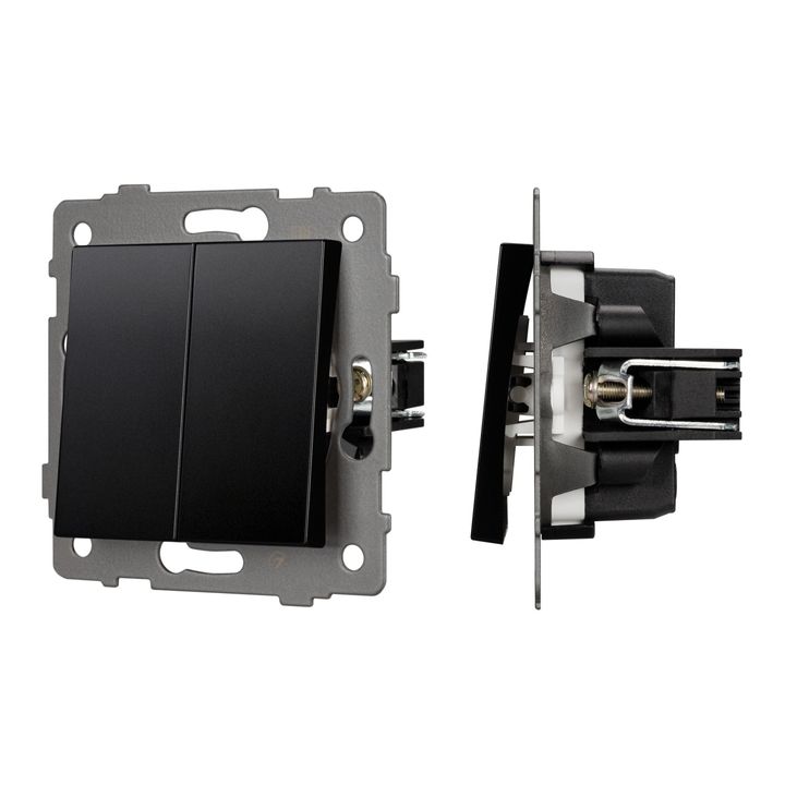 Механизм выключателя двухклавишный непроходной SWT-MK02-PL-BK-V (250V, 10A) Arlight 049888