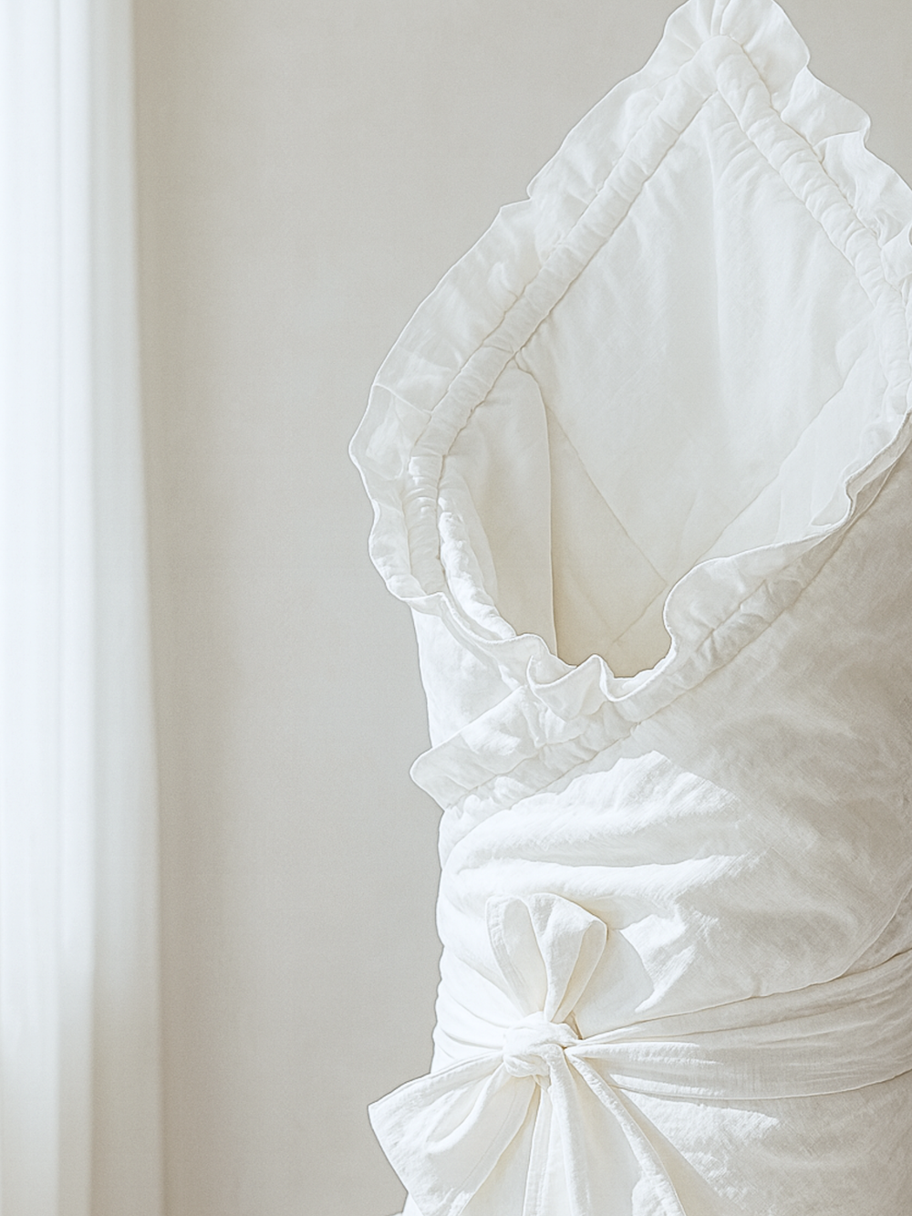 Одеяло стеганое с рюшей белый