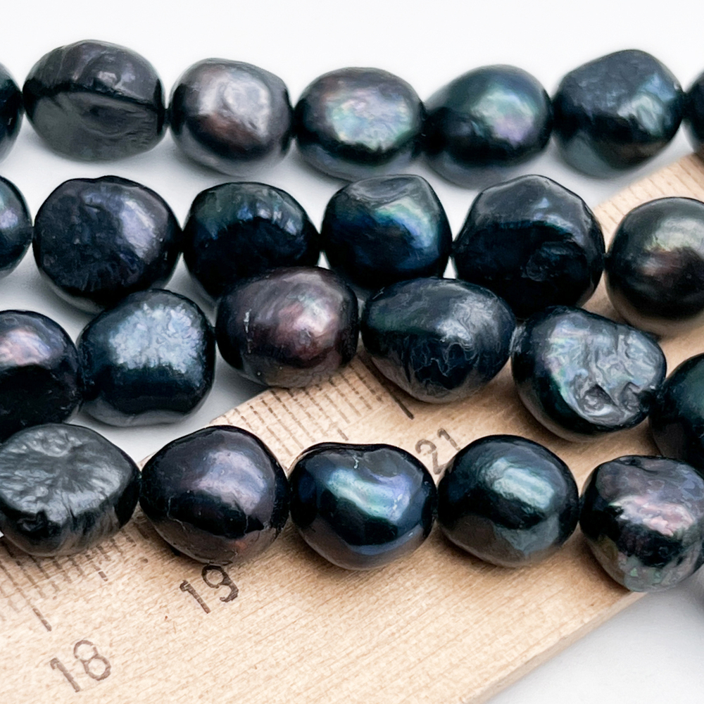 Жемчуг бусины, цвет черный АВ, размер около 8,5-10 мм, цена за 19-20 шт (1/2 нити)