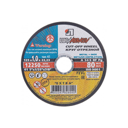 125*1*22,23 Круг отрезной по металлу Luga Abraziv A 54 S BF 80 2 мет.+нерж.ех (25/400)