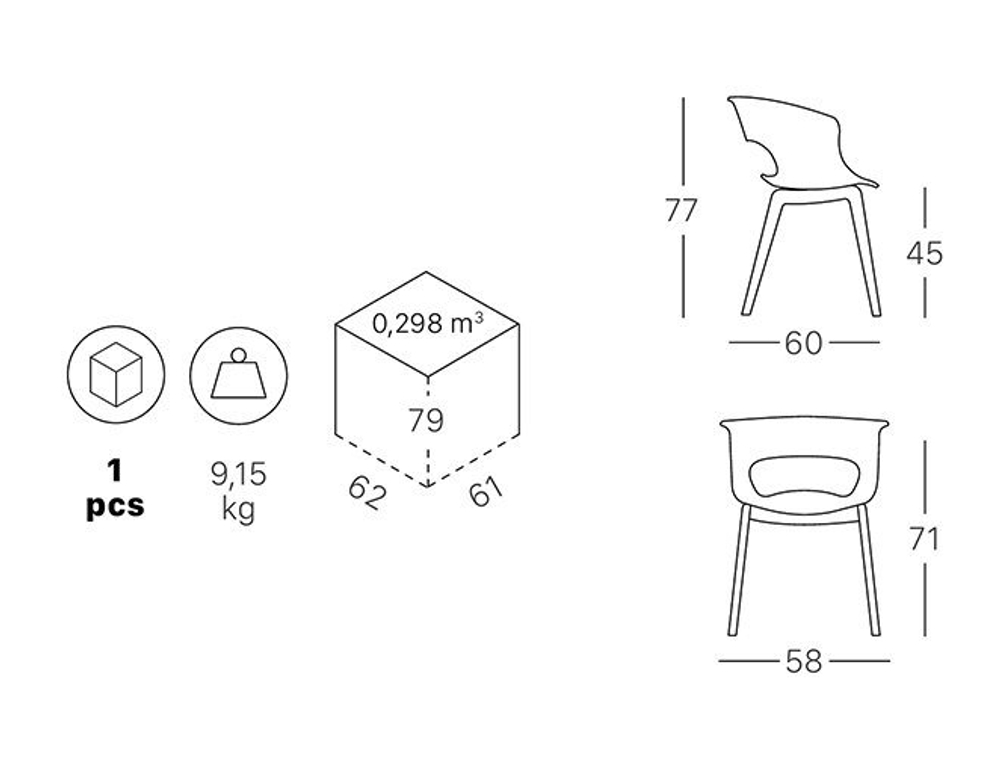 Кресло с обивкой Scab Design Natural Miss B Pop, венге, серый