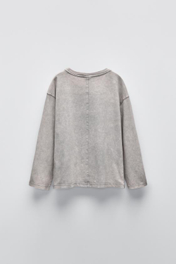 ZARA ЛОНГСЛИВ С РЕЛЬЕФНОЙ НАДПИСЬЮ, АНТРАЦИТОВО-СЕРЫЙ