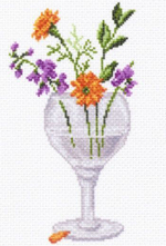 "Бокал с цветами"-1284 канва с рисунком