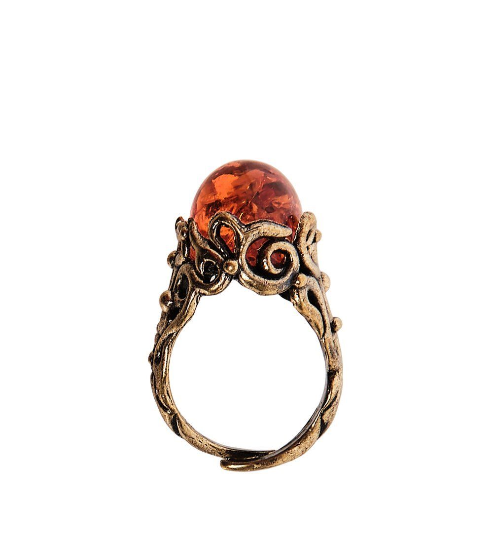 AM-2427 Кольцо «Винтажное» (латунь, янтарь)
