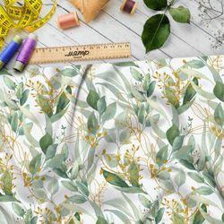 Ткань оксфорд 210 акварельные водоросли в молочной реке