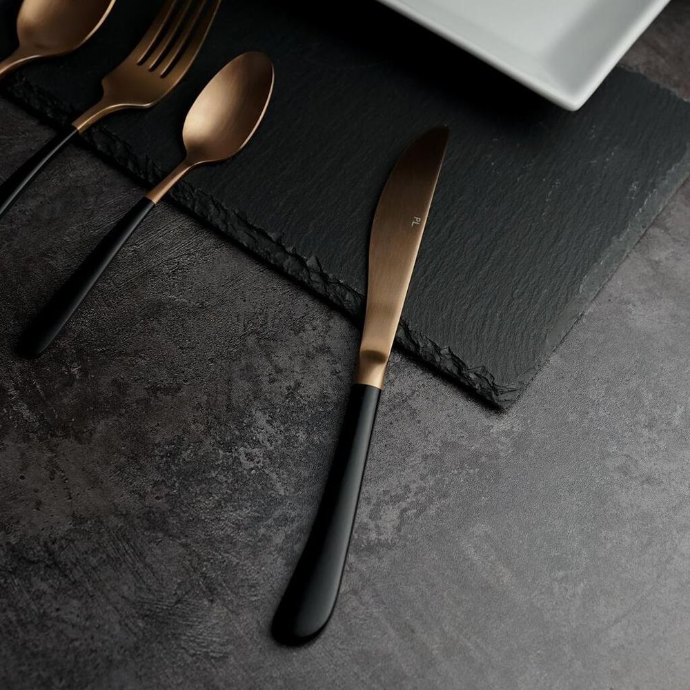 Нож столовый 23,1 матовый медный цвет черная ручка PVD   [12]