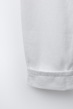 ZARA ДЖИНСЫ BARREL С ОТВОРОТАМИ, БЕЛЫЙ