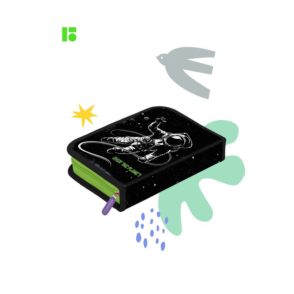 Пенал 1 отделение 200х140х40 Berlingo Over the planet, откидная планка, ткань