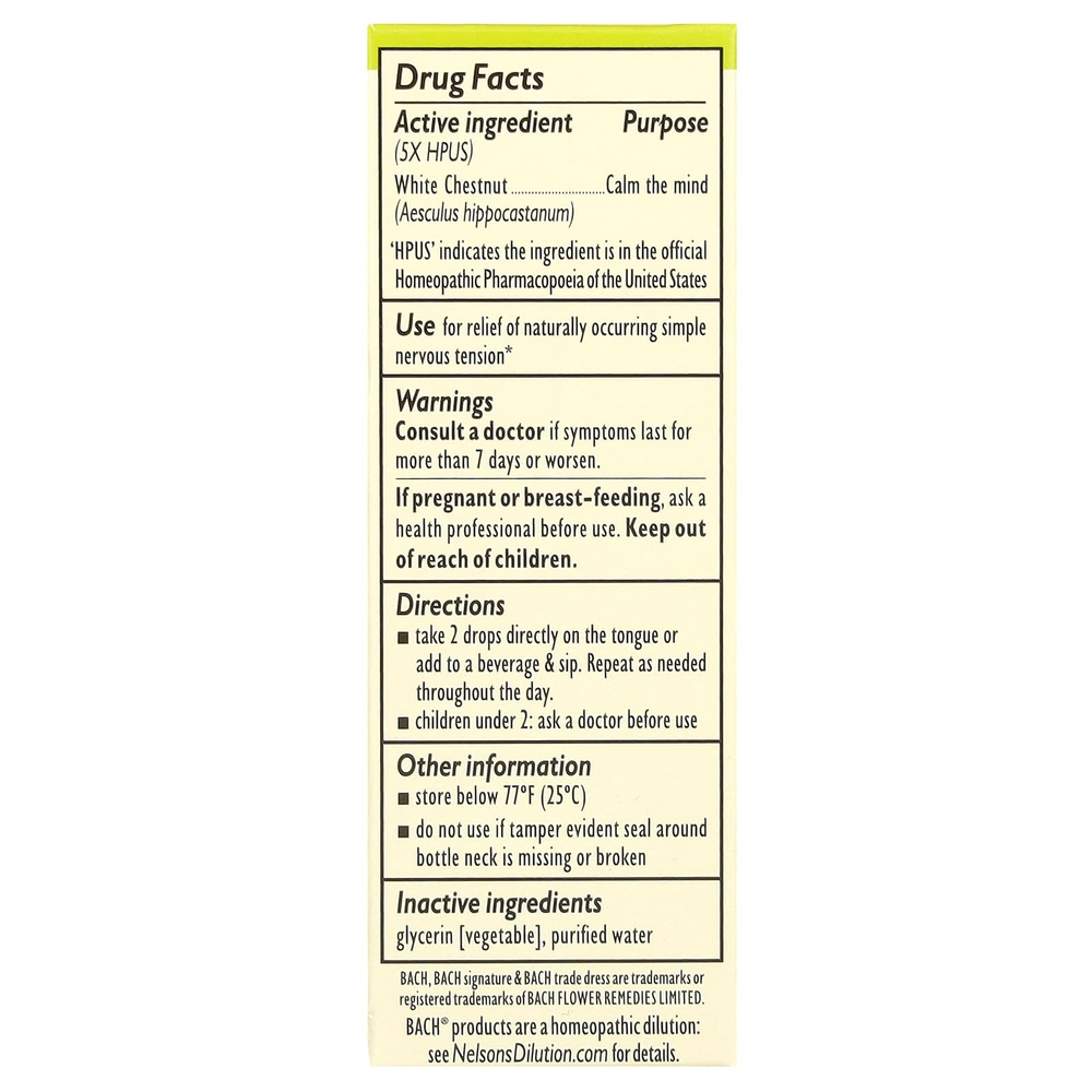 Bach, Original Flower Remedies, смесь белых каштанов, 10 мл (0,35 жидк. унции)