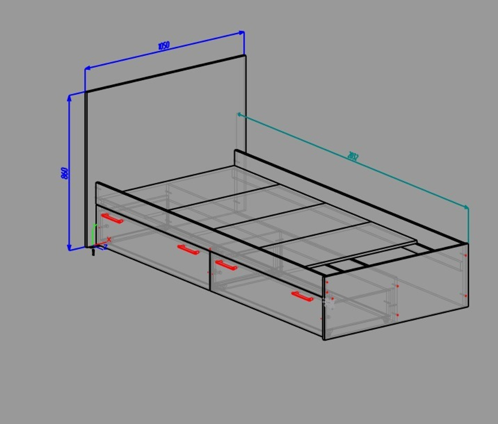 Кровать с ящиками Л900 Лотос