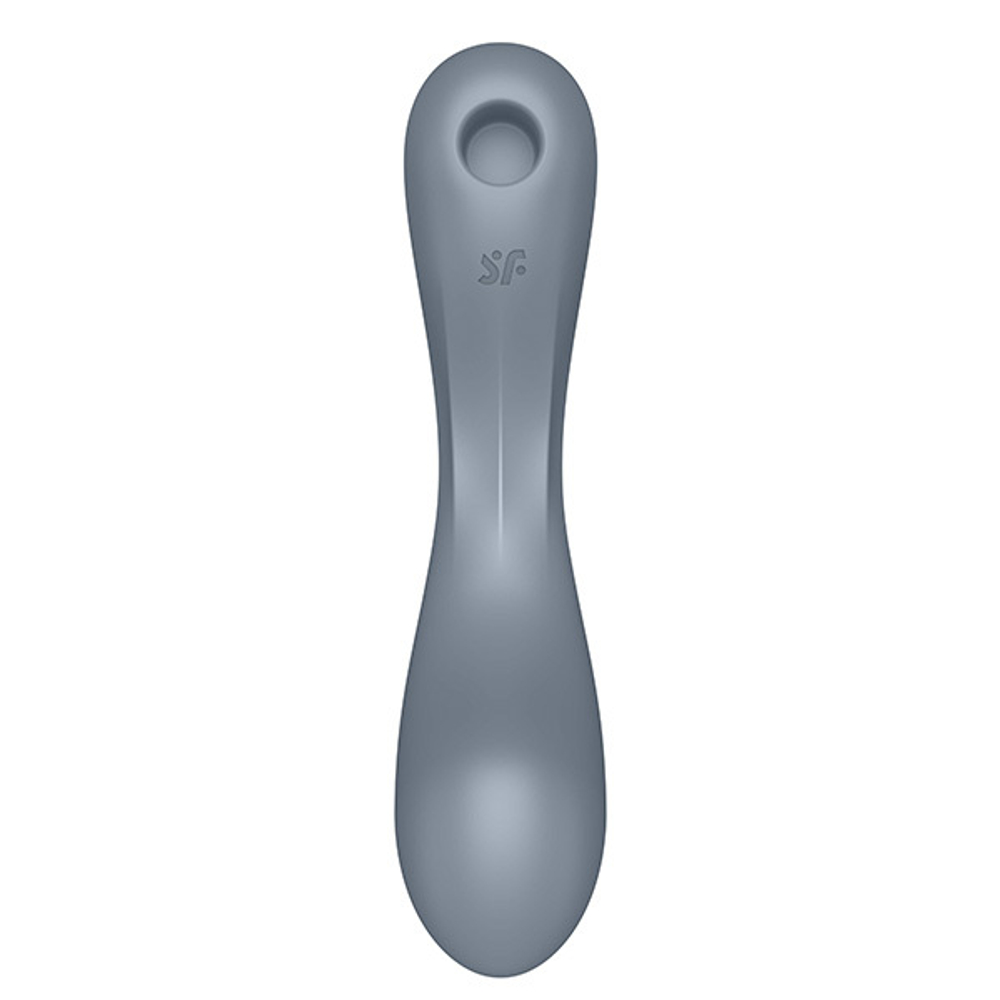 Серо-голубой вибромассажер 17,4см с вакуумной стимуляцией Satisfyer Curvy Trinity 1 insertable Air Pulse Vibrator Bluegrey