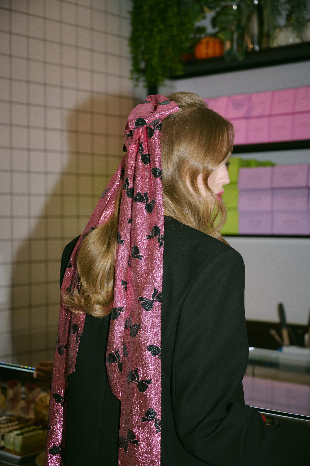 Бант "Паркер" из розового шелка