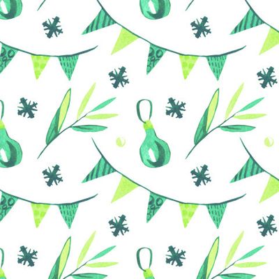 Бесшовный акварельный принт зелёным рождеством