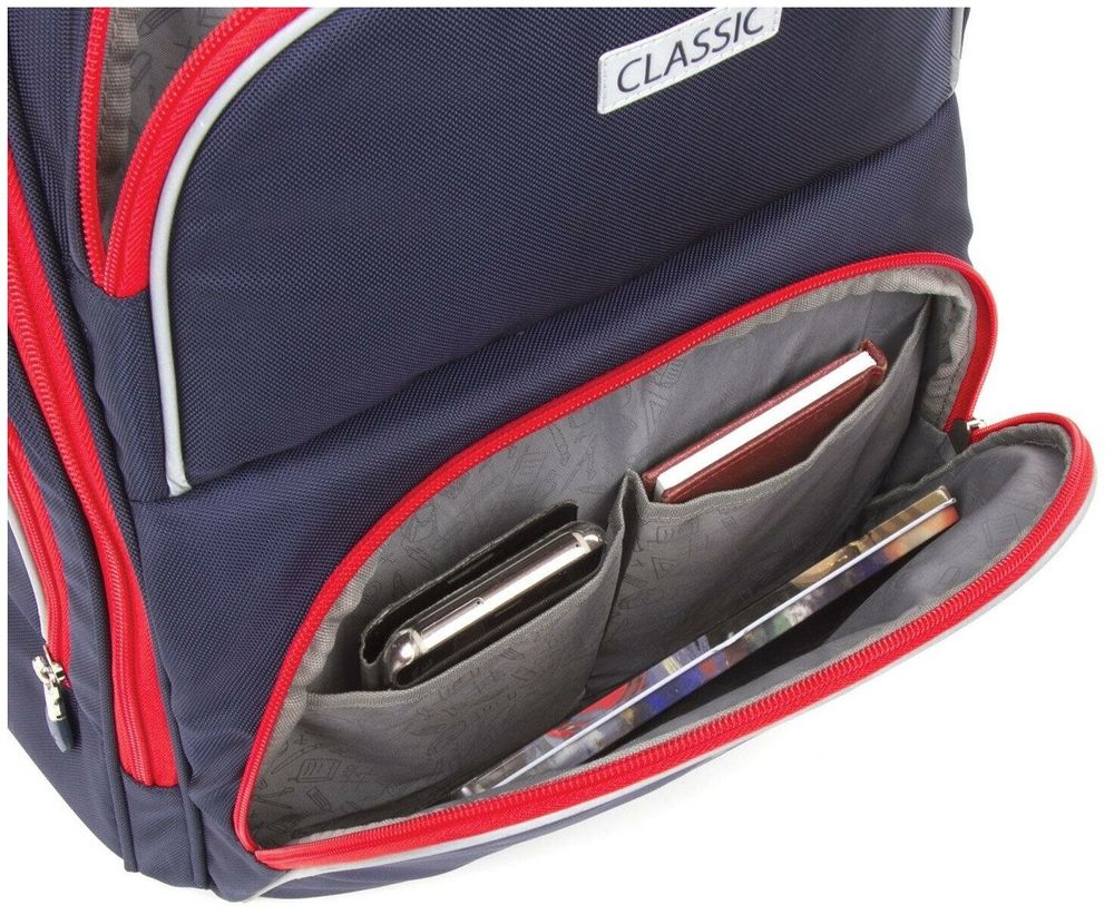 Рюкзак BRAUBERG CLASSIC, легкий каркас, премиум материал, Lion, синий, 37х32х21 см, 228829