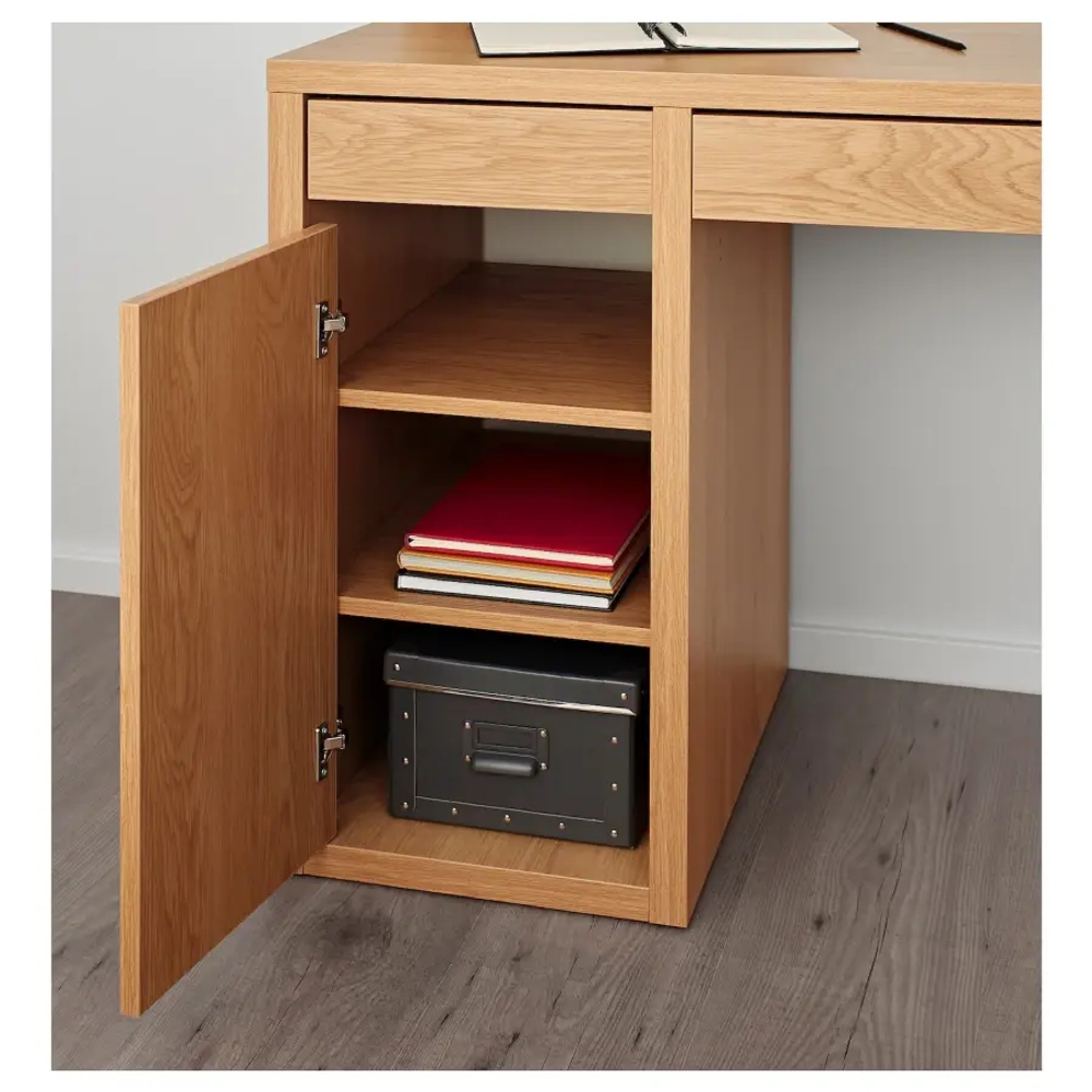 Письменный стол с ящиками - IKEA MICKE, 105х50 см, имитация дуба/черный, МИККЕ ИКЕА