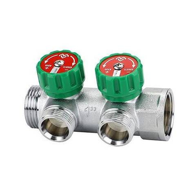 Коллектор регулирующий проходной Varmega - 1" (НР/ВР) на 2 контура 1/2" (НР)