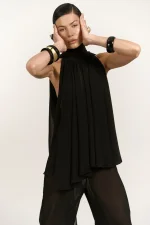 Топ из шифона, черный