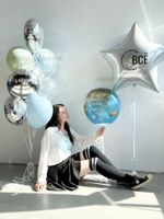 Композиция на 1 сентября с глобусом и серебряной звездой «Ты можешь всё»