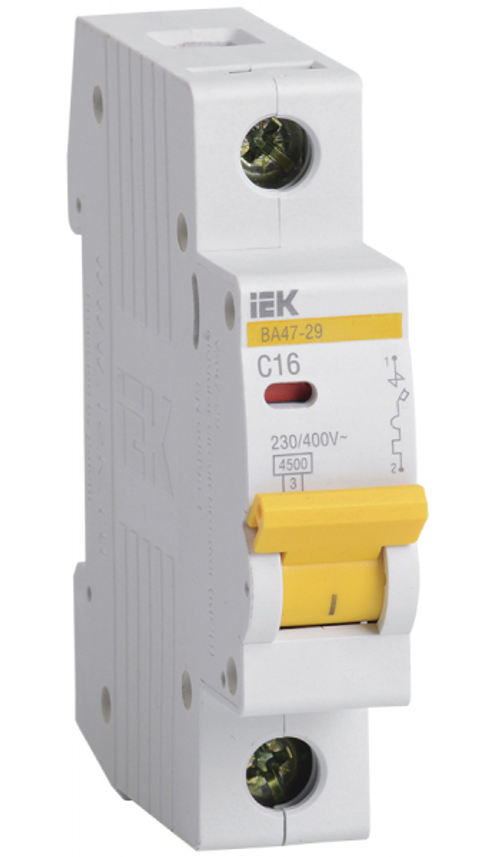 Выключатель автоматический 1П 16А характеристика С 4,5кА IEK ВА47-29