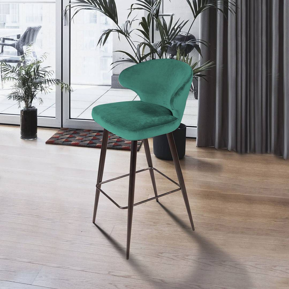 Стул барный Richard, бархат зеленый 19