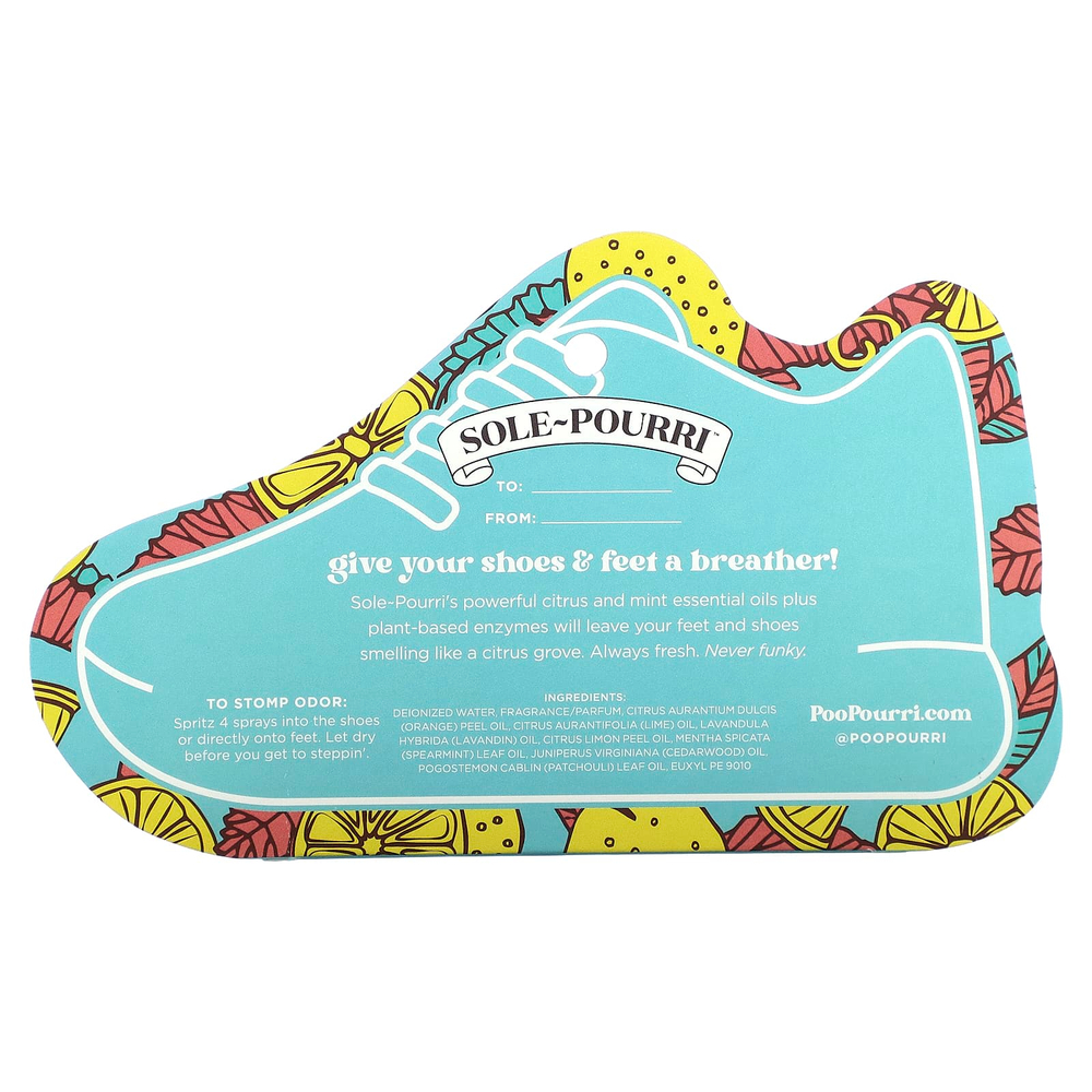 Poo-Pourri, Sole-Pourri™, средство для устранения запаха кожи и ног, с ароматом цитруса и мяты, 10 мл (0,34 жидк. унции)