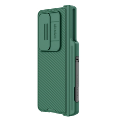Чехол зеленого цвета (Deep Green) с держателем для S Pen на Samsung Galaxy Z Fold 4 5G от Nillkin, серия CamShield Pro Case, с сдвижной крышкой для камеры